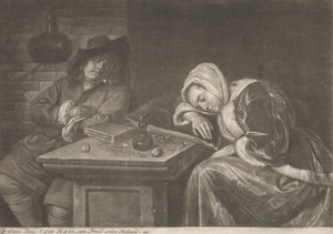Homme et sa femme dormant à table