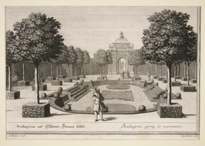 Scène de jardin: Boulingraine avec arbres italiens - Jacob Gottlieb Thelot