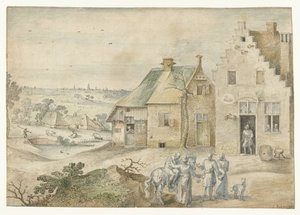Paysage avec le Bon Samaritain - Jacob Grimmer