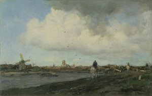 Paysage avec moulins à vent, 1890-5