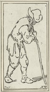 Homme appuyé sur un bâton