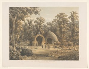 Figures devant des tombes à Bima - Jacob Jan van der Maaten