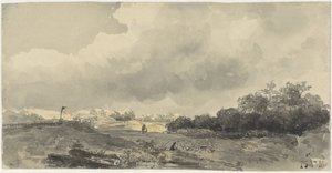 Paysage avec berger sous un ciel nuageux - Jacob Jan van der Maaten