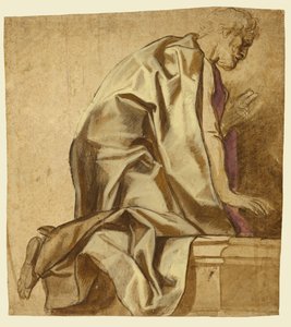 Homme agenouillé, tourné vers la droite (recto) ; Esquisses de figures (verso)