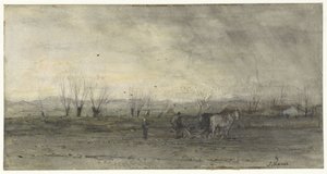 Paysage avec paysan labourant - Jacob Maris