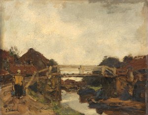 Pont en bois sur un canal à Rijswijk - Jacob Maris