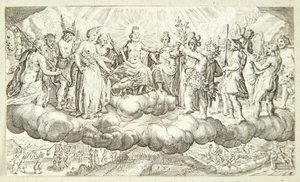 Bacchus offrant du vin à Jupiter - Jacob Matham
