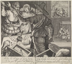 Bagarre de joueurs de cartes avec des armes tirées - Jacob Matham