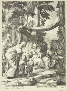 La Sainte Famille assise dans un paysage avec Élisabeth, Zacharie et Jean-Baptiste enfant - Jacob Matham