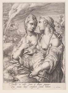 Léa et Rachel, dans Les épouses des patriarches - Jacob Matham