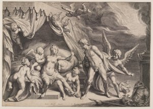 Vénus et Mars découvertes par Apollo - Jacob Matham