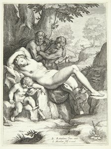 Vénus et Cupidon dormant et observés par des satyres - Jacob Matham