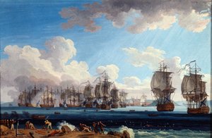 La Bataille navale de Chesma le 5 juillet 1770, 18e siècle - Jacob Philip Hackert
