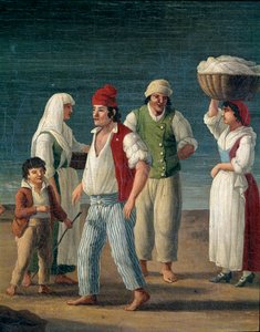 Pêcheurs et paysannes de Barletta, Italie (détail) Peinture par Jacob Philipp Hackert dit Hackert d