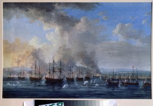 La bataille navale du château de Damiette en 1770 - Jacob Philippe Hackert