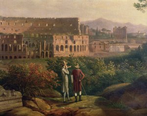 Johann Wolfgang von Goethe (1749-1832) visitant le Colisée à Rome, vers 1790 - Jacob Philippe Hackert