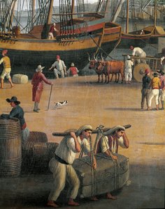 Vue du port de Messine, travailleurs