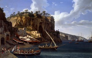 Vue de la petite marina à Sorrente - Jacob Philippe Hackert