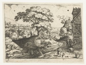 Paysage avec voyageur près d