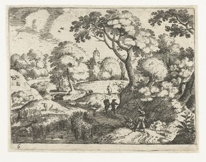 Paysage avec voyageur et soldats, Six paysages avec voyageurs (titre de la série) - Jacob Savery (I)