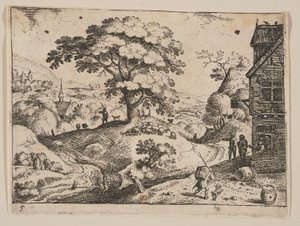 Auberge à droite de la route avant le village, à partir de Paysages - Jacob Savery I