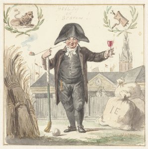 Marchand de grains Johan Eymer devant la Bourse aux grains d