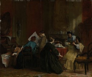 Compagnie de dames regardant des photographies stéréoscopiques, avant 1868 - Jacob Spoel