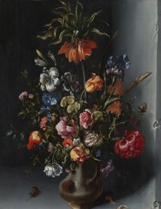 Nature morte de fleurs avec une couronne impériale dans une niche en pierre - Jacob Vosmaer (signed by artist)