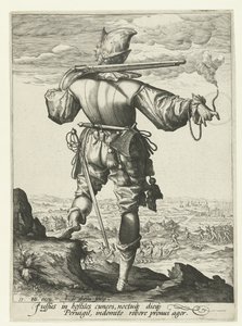 Mousquetaire (arquebusier ?) avec un casque - Jacob de Gheyn (II)