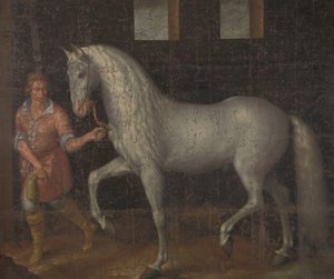 Cheval de guerre espagnol capturé par Lodewijk Gunther van Nassau et présenté au Prince Maurits - Jacob de Gheyn (II)