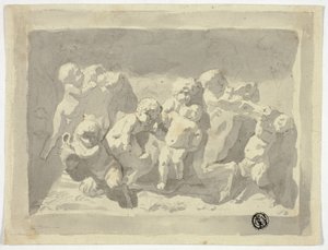 Bébés Satyres et Putti jouant avec l