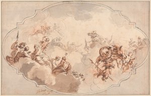 Design pour un plafond: Apothéose de Callisto ou Diane (recto), et esquisse de figures (verso)