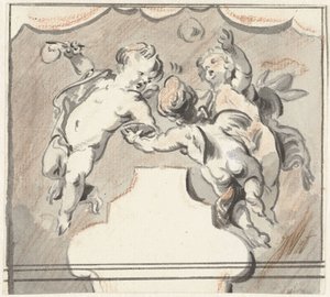 Trois putti flottants - Jacob de Wit