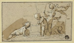 Cinq putti jouant - Jacob de Wit