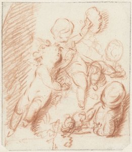 Projet pour une porte ou une cheminée avec trois putti - Jacob de Wit
