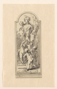 Putti avec un buste de femme entre des arbres