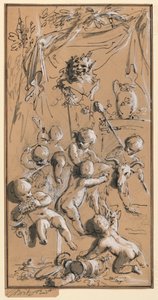 Putti jouant devant un ermite - Jacob de Wit