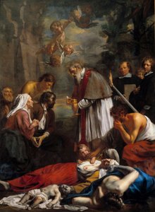 Saint Macaire de Gand sauvant les pestiférés - Jacob the Younger Van Oost