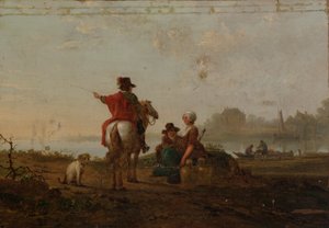 Paysage hollandais avec figures - Jacob van Strij