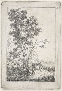 Homme avec un âne dans un paysage - Jacob van Strij
