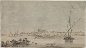 Vue de Dordrecht depuis la rivière - Jacob van Strij