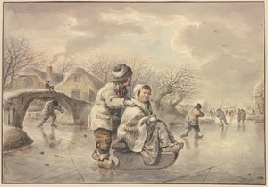 Paysage hivernal avec des patineurs - Jacob van Strij