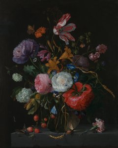 Fleurs dans un vase en verre, vers 1670 - Jacob van Walscapelle