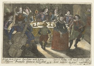 Étudiants et musiciens dînant (Pugillus facetiarum iconographicarum in studiosorum) - Jacob van der Heyden