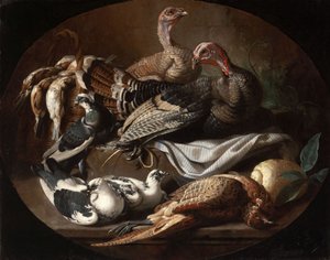 Nature morte avec volailles mortes et vivantes