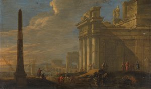 Vue de port italien - Jacob van der Ulft (signed by artist)