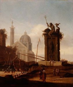 Un caprice italianisant dans un port méditerranéen - Jacob van der Ulft