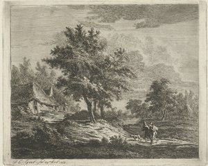 Paysage avec promeneurs près de trois arbres - Jacobus Cornelis Gaal