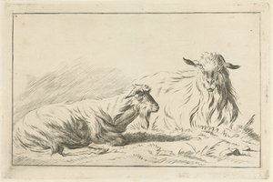 Deux chèvres couchées - Jacobus Cornelis Gaal