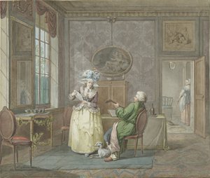 Couple jouant de la musique dans un intérieur - Jacobus Johannes Lauwers